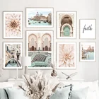 Город лодка река Венеция Исламская архитектура пейзаж скандинавский стиль настенная живопись холст постеры и принты Декор для гостиной