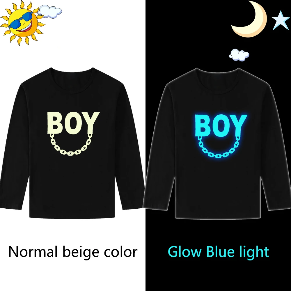 Детская осенняя флуоресцентная футболка для мальчиков и девочек с 3D рисунком