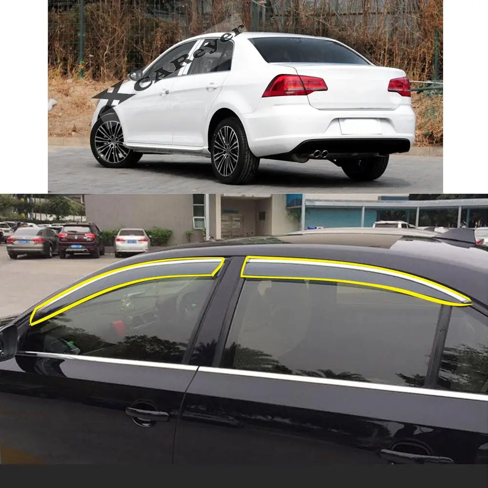 

Sticker Plastic Window Glass Wind Smoke Visor Rain/Sun Guard Vent Awnings For VW Volkswagen Bora Sedan 2008-2015