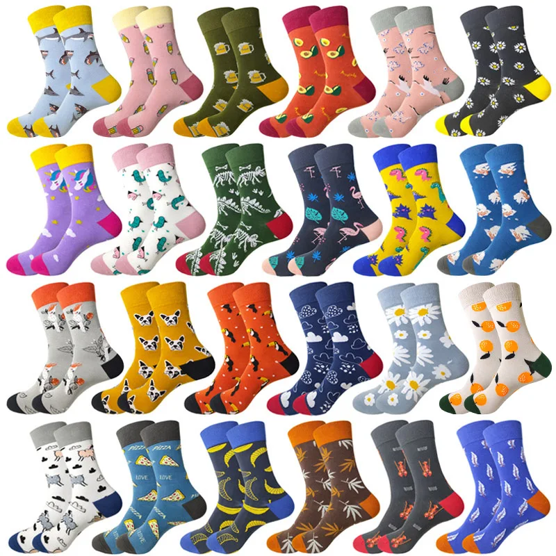 Носки мужские/женские хлопковые в стиле Харадзюку смешные Мультяшные носки с