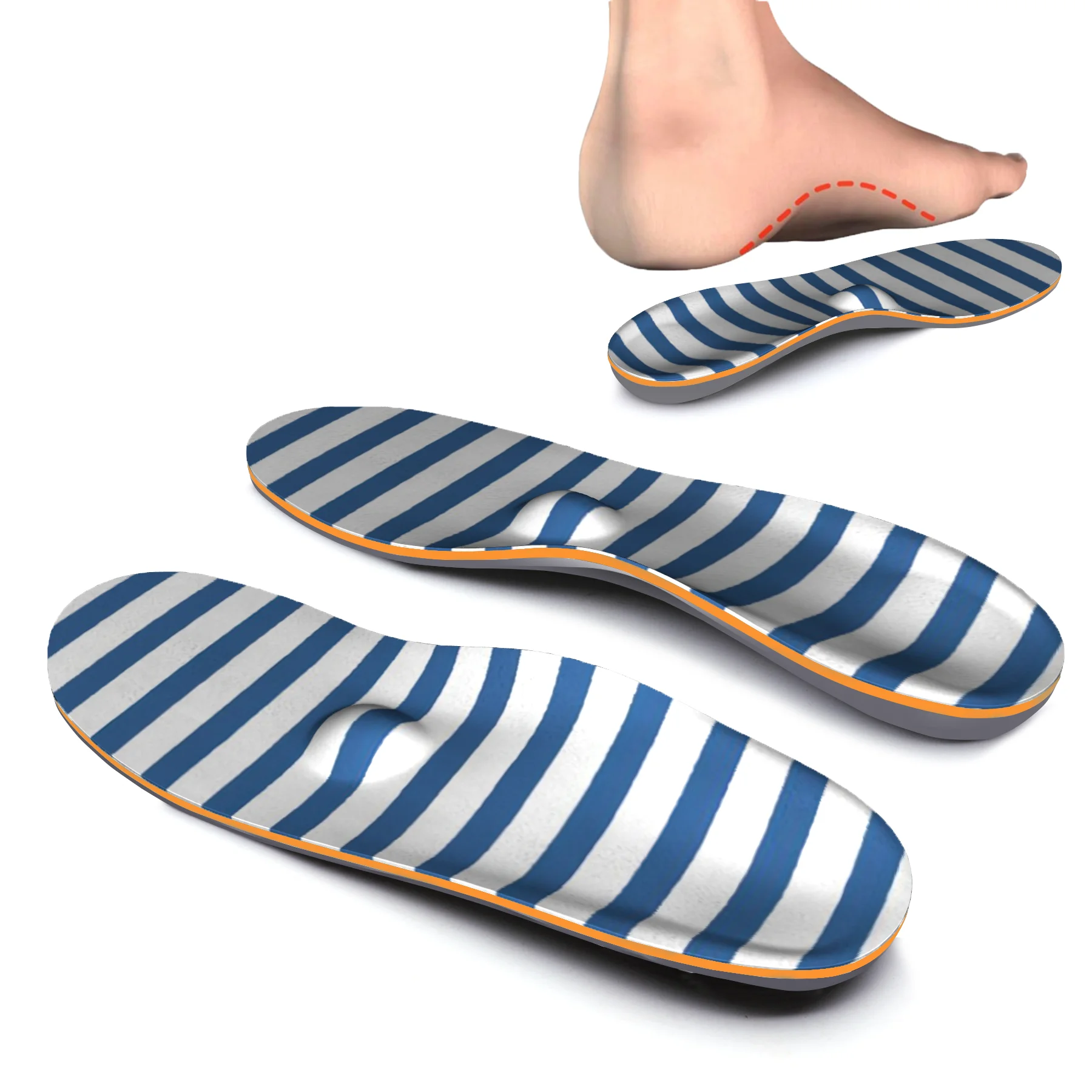 

Blue Stripe Memory Foam High Arch Support Insole Flat Feet Foot Orthopedic Insoles for Men and Women Metatarsal Sufferer