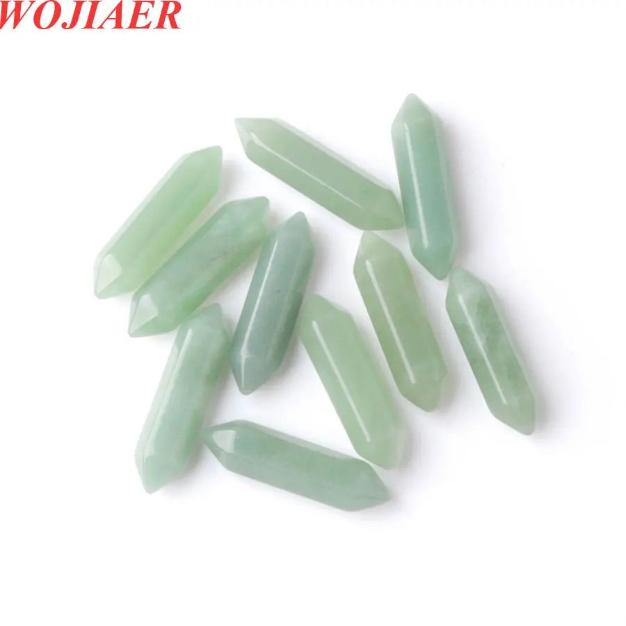 

Natural Aventurine Gem Stones No Hole Hexagonal Prisms Pointed Beads for Men Women DIY Jewelry Making Ring And Pendant PU8257