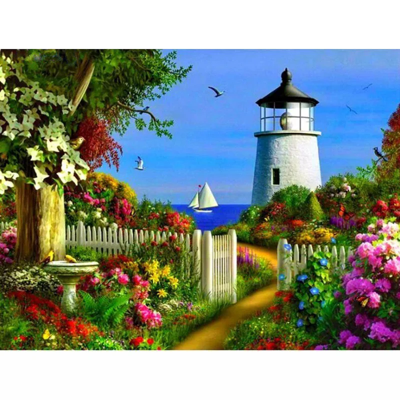 

Полноформатная и круглая алмазная живопись, пейзаж, сад, 5D алмазная вышивка, мозаика, вышивка крестиком, весенний Декор для дома, подарок