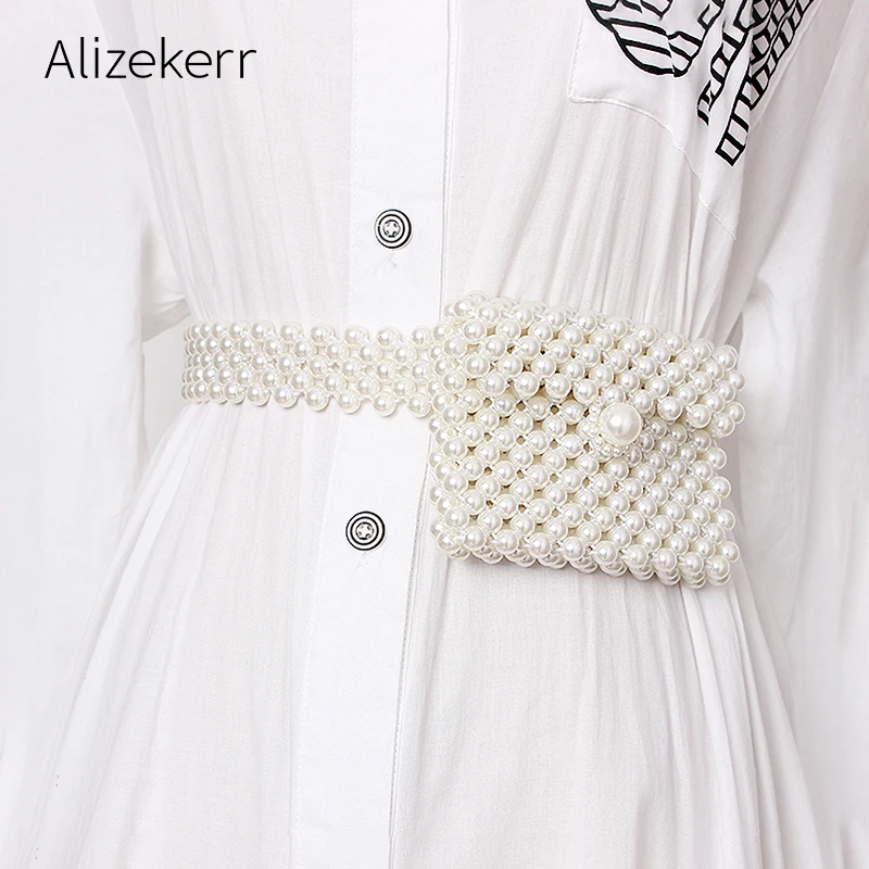 Эластичный пояс жемчуг Фанни пакеты для женщин Модный корейский мобильный