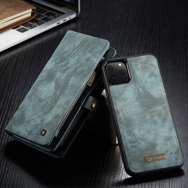Для Iphone 11 Pro 11 Pro/Max Ретро съемный магнитный кошелек кожаный чехол для телефона сумка для Iphone X XS Max XR 7 8 Plus карман для карт - Цвет: Зеленый