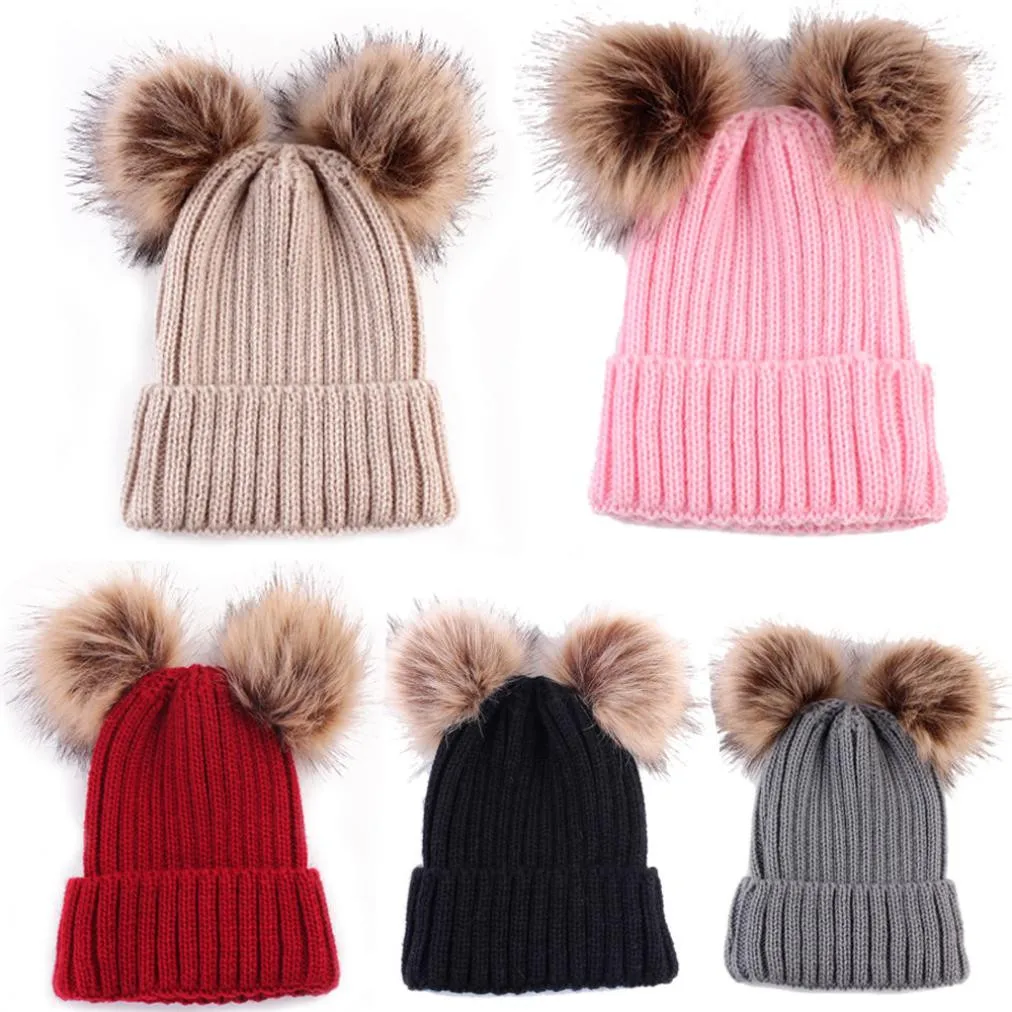 

Winter newborn knitted pullover cap cute fashion keep warm winter hat solid color knitted woolen side cap 50*