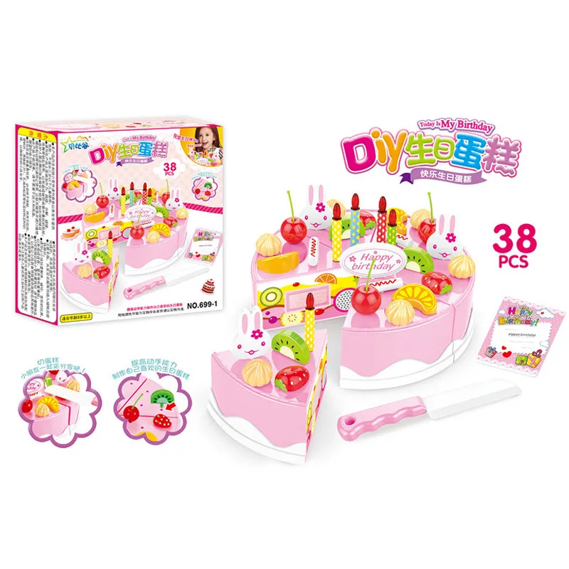 

38-75pcs Kitchen Toys Pretend Play Cutting Birthday Cake Food Eat Toys Early Educational Baby Play Games Gifts