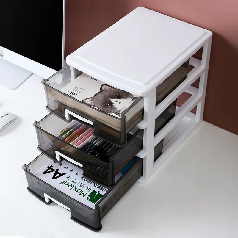 Household Transparent Desktop Storage Box Multi-layer Simple Plastic A4 Paper Drawer Storage Cabinet Office File Storage Box
