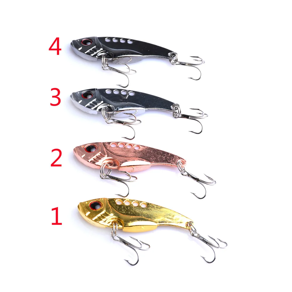 

Metal Vib Leech Spinners Spoon Lures 5.5cm/11g Artificial Bait With Feather Hook Night Fishing Tackle for Bass Pike Perch