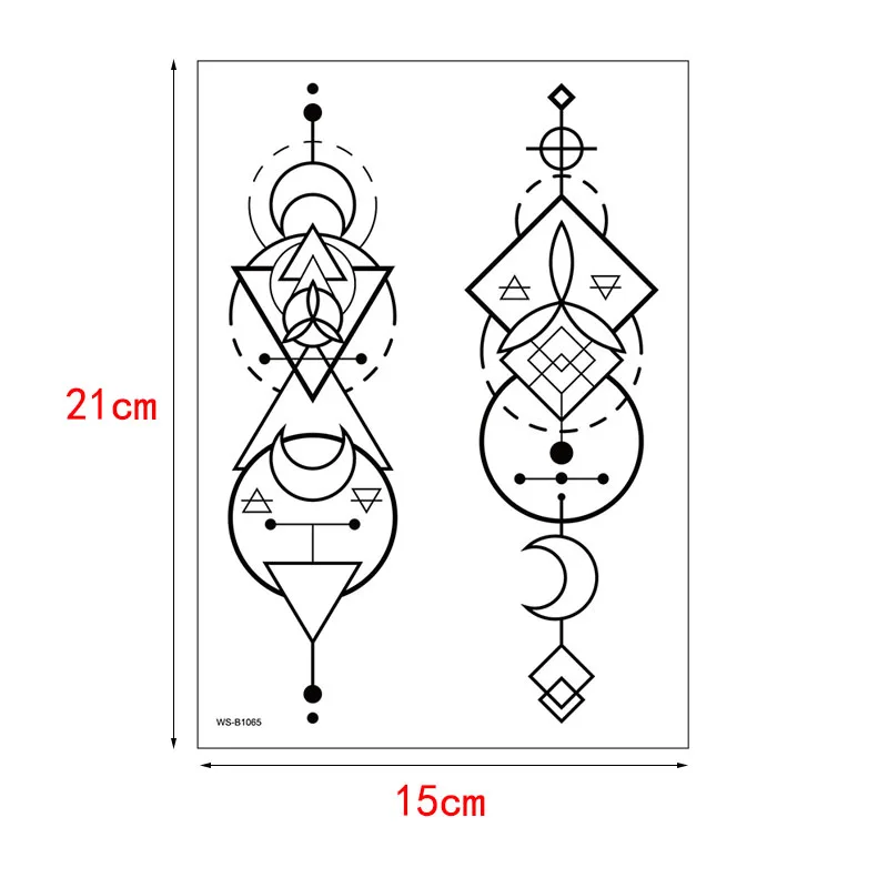 Black Temporary Tattoo Henna Geometry Totem Arrow Triangle Woman Man Jewelry Bracelet Wrist Arm Chest Art Sticker Small | Красота и
