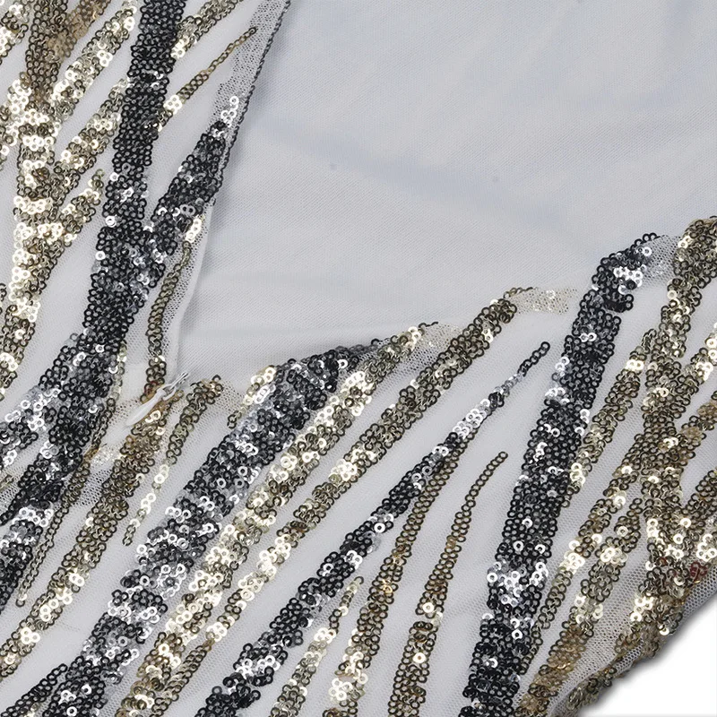 

Women's mini skirt Europe and the United States open back strapless zipper stitching one-way neck sexy nightclub sequin dress