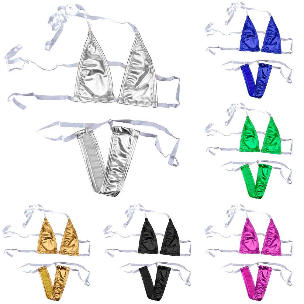 Супер сексуальный кожаный прозрачный ремешок комплект бикини с тремя точками