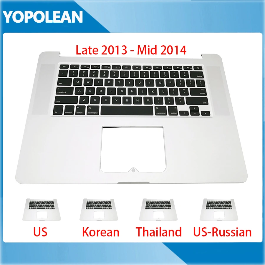 

Протестированная клавиатура для Macbook Pro Retina 15 дюймов A1398 с верхним корпусом и чехлом, американская, Корейская, тайская, Русская раскладка