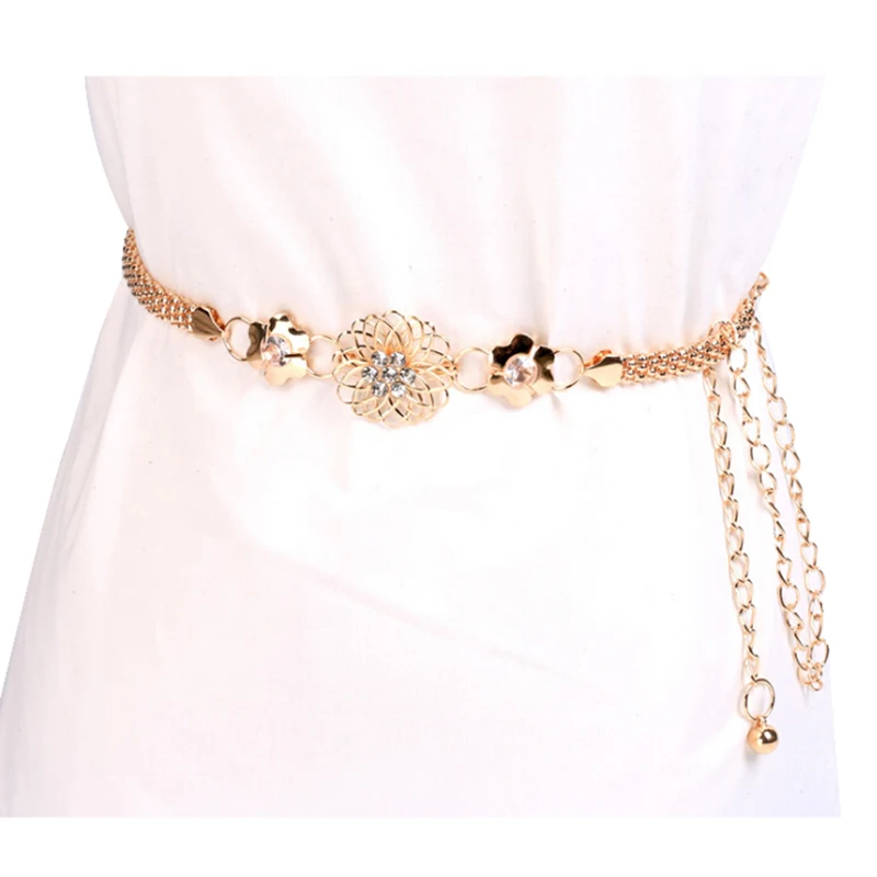 

1PC Elegant Metal Waist Chain Belt Gold Buckle Body Chain Dress Belt For Jeans Trousers Casual Ladies Female Waistband