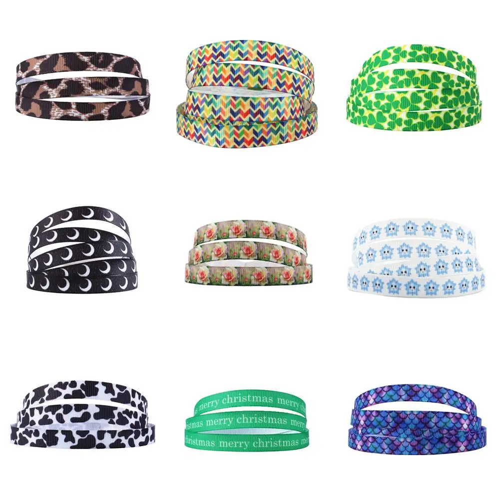 Аксессуары от Давида 3/8 &quot(9 мм) лента в полоску горошек с цветочным принтом