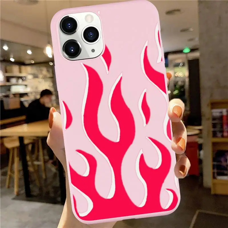 

Red corlorful Flames Fitted Phone Case Candy Color for iPhone 6 7 8 11 12 s mini pro X XS XR MAX Plus custom protective funda
