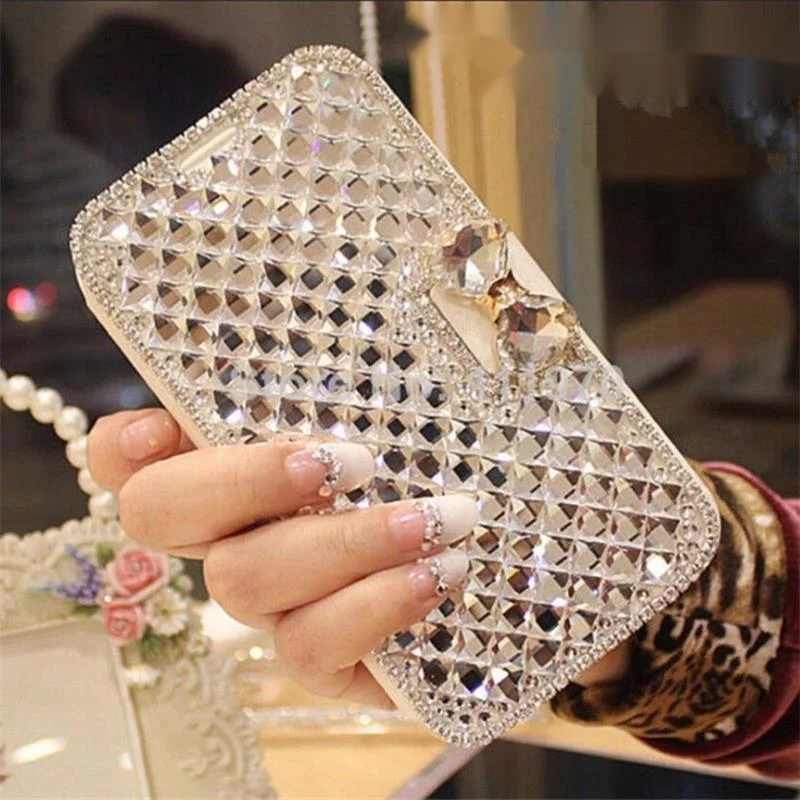

Luxury Bling Diamond Phone Case for iPhone 11 12 13 mini Pro Max XR X 6S 7 8 plus Wallet Leather Flip Cover