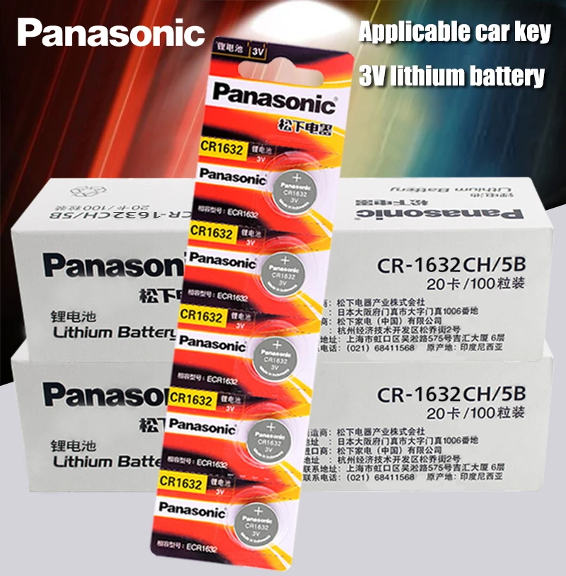 200 шт. Panasonic cr1632 Кнопочная батарея монета 3 в часы пульт дистанционного управления