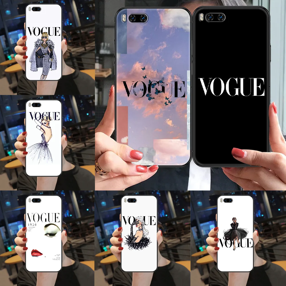 

VOGUE Phone case For Xiaomi Mi Max Note 3 A2 A3 8 9 9T 10 Lite Pro Ultra black silicone cover fashion Etui painting bumper
