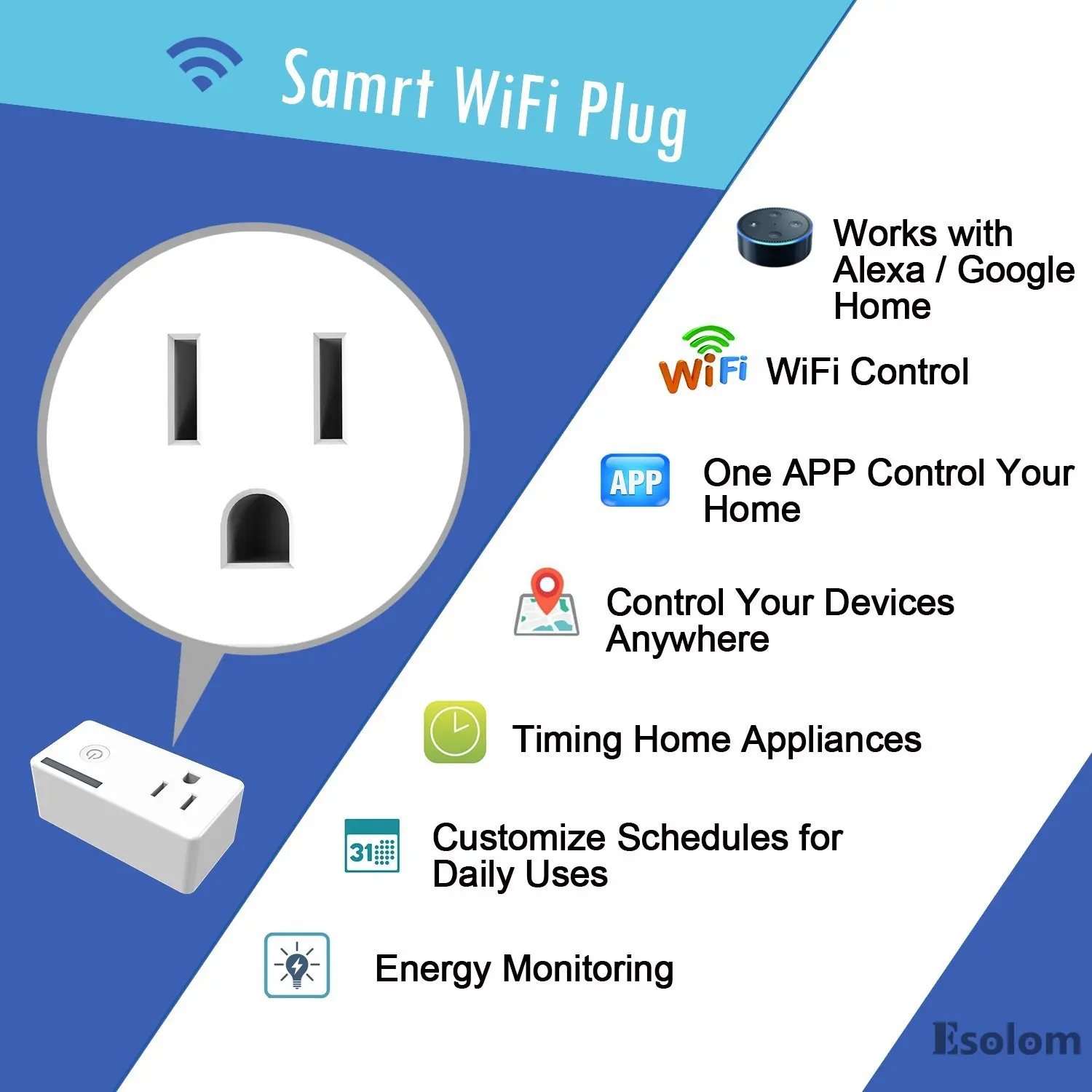 WiFi Smart Plug Мини розетка выключатель питания с дистанционным управлением