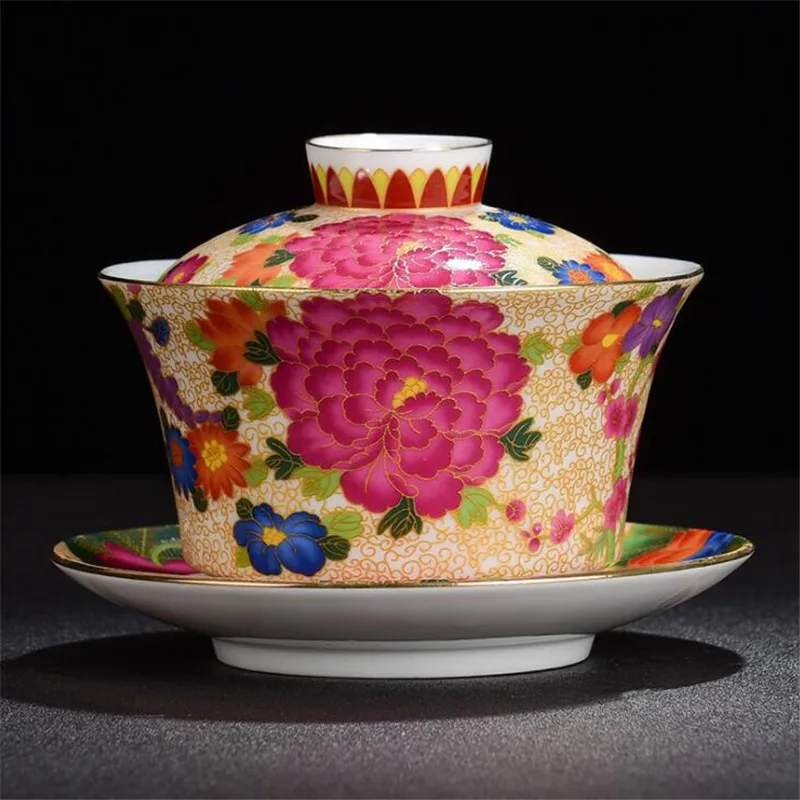 

Керамическая чайная чашка гайвань ручной работы 280 мл