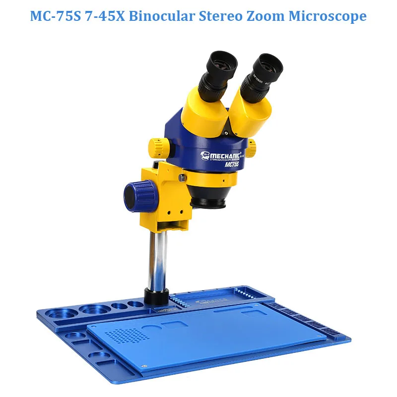 MC-75S Microscope Mechanic 7X-45X зум HD камера большой широкоугольный подъемный Тринокулярный стереомикроскоп для обслуживания мобильных телефонов iPhone - Цвет: MC-75S Microscope