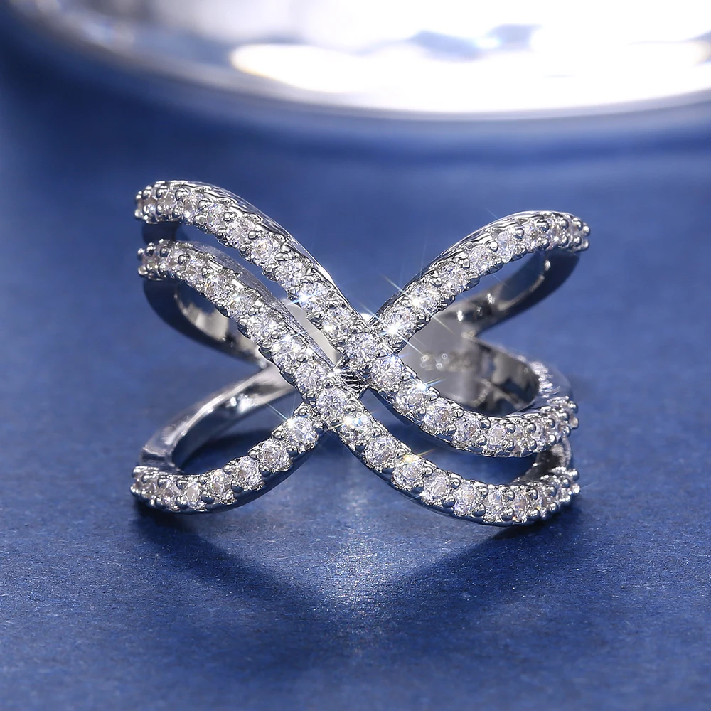 Huitan нового модного серебристого цвета ослепительно Крест для женщин кольца