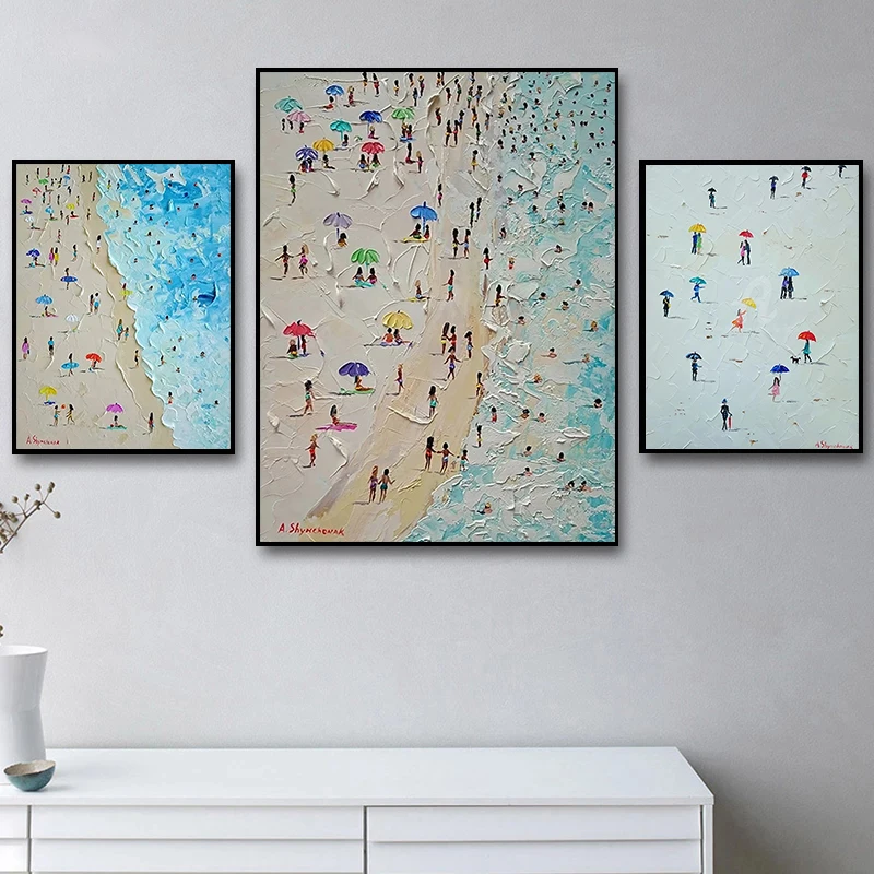 Современный скандинавский Летний Пляжный морской пейзаж нож картина маслом на
