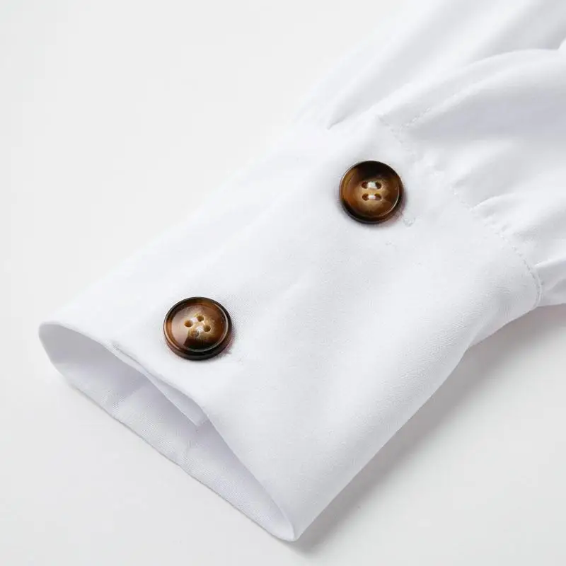 Куркума офисная белая блузка женская элегантная глубокий v-образные вырезы и