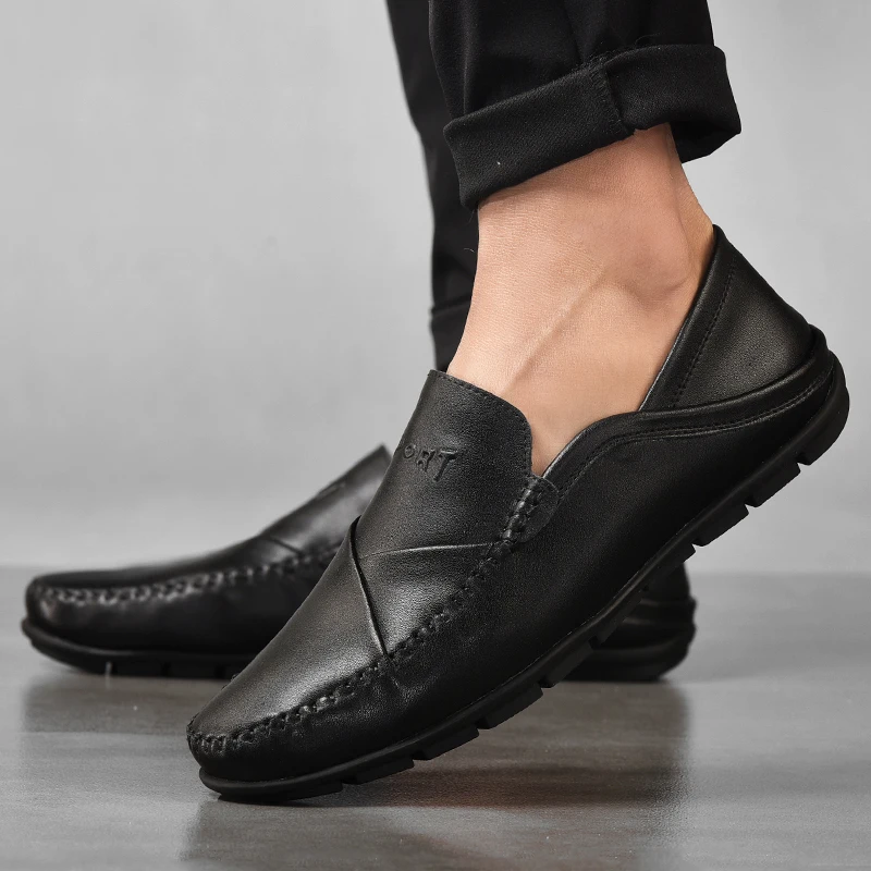 

2019 Mens Leather Peas Shoes Outdoor Sneakers Male Loafers Brand Men's Shoes Casual Leather Shoes For Men Flats *1805