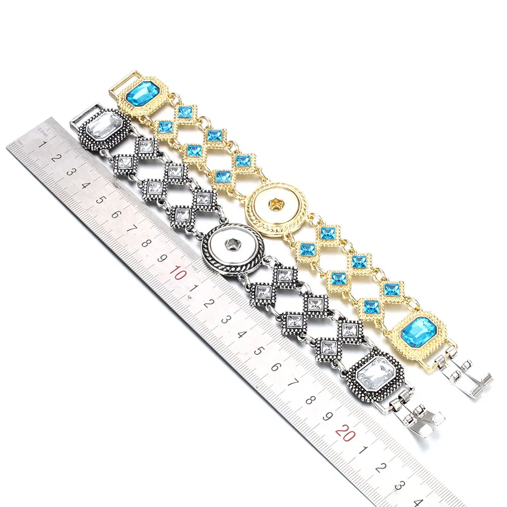 Модный браслет с подвесками и кристаллами подходит для 18-миллиметровых кнопок