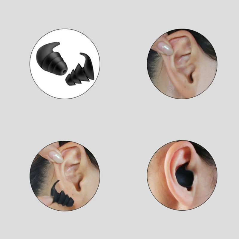 

1Pair 3 Layer Soft Silicone Ear Plugs Tapered Sleep Noise Reduction Earplugs Sound Insulation Ear Protector