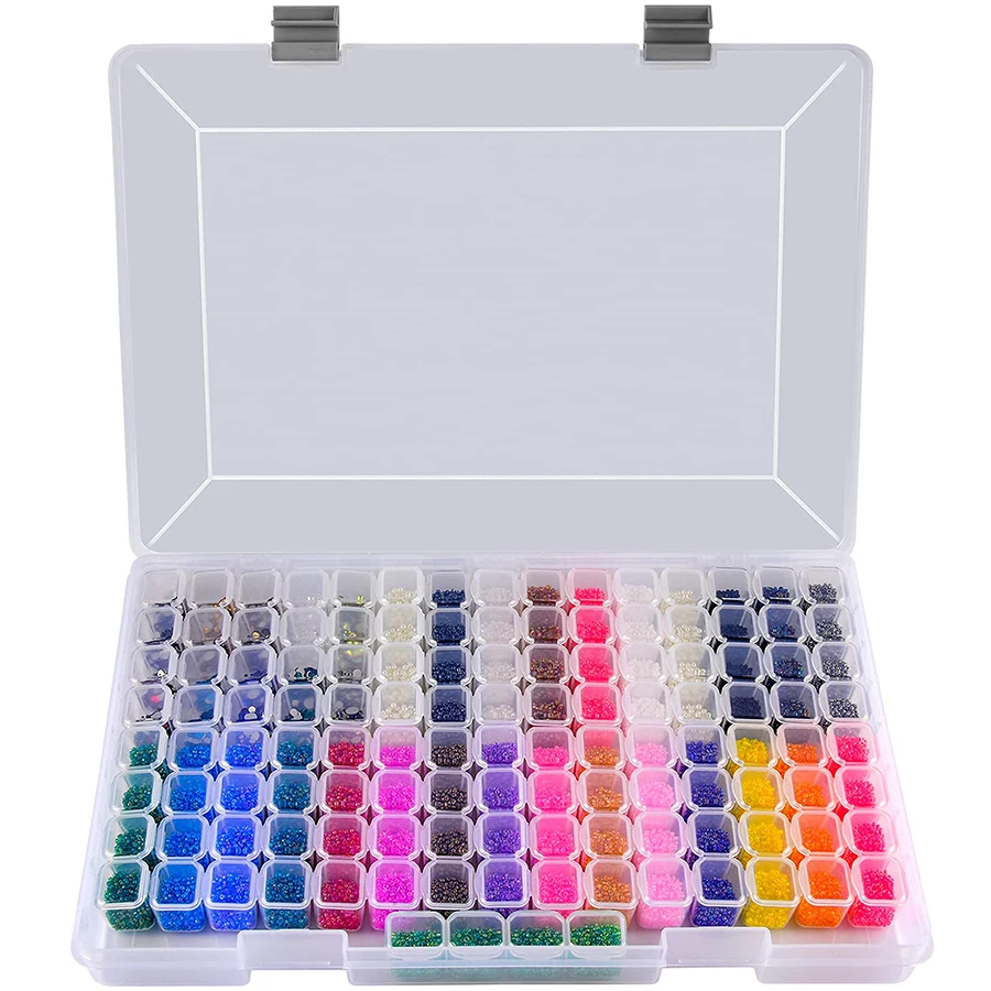 

124/64Girds diamond painting accessoires Case Clear Plastic Beads Display Storage Box For Diamond Embroidery Cross Stitch Tools