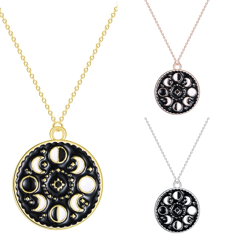 

Pendant Stainless Steel Clavicle Chain Trendy Necklace Women Moon Crecent Charm Muslim Chokers Chain Charm Choker Round Pendant