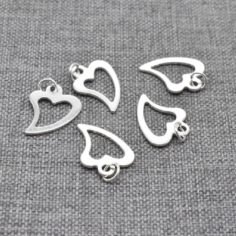 

10pcs of 925 Sterling Silver Valentine Heart Charms for Bracelet Necklace