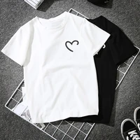 2021 t shirt women heart shaped print korean clothes shirt women short sleeve t shirt