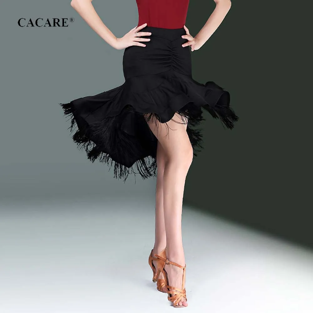 Женская юбка для латиноамериканских танцев с оборками и асимметричным подолом