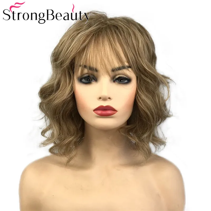 StrongBeauty короткие волнистые синтетические женские парики естественные средней