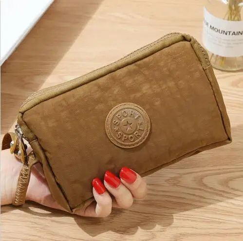 Женская Холщовая Сумка для телефона короткий кошелек трехслойный на молнии