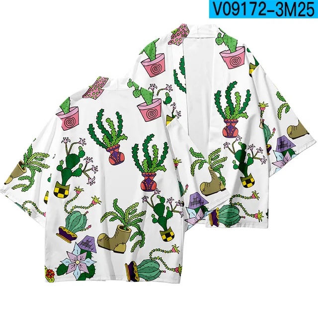 

2021 Flowers Plants 3D Print Japanese Kimono Haori Yukata Women/Mens Fashion Summer Casual Short Sleeve boys Cardigan Tops