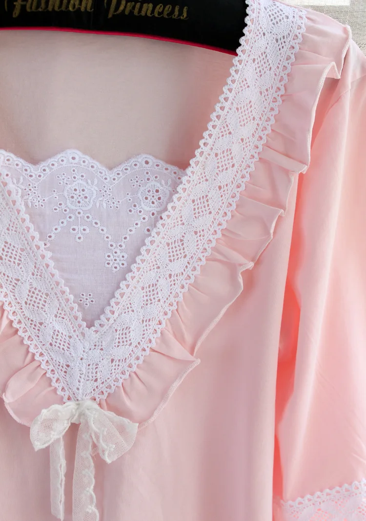 Высокое качество Женская кружевная ночная рубашка принцессы Свободная Домашняя