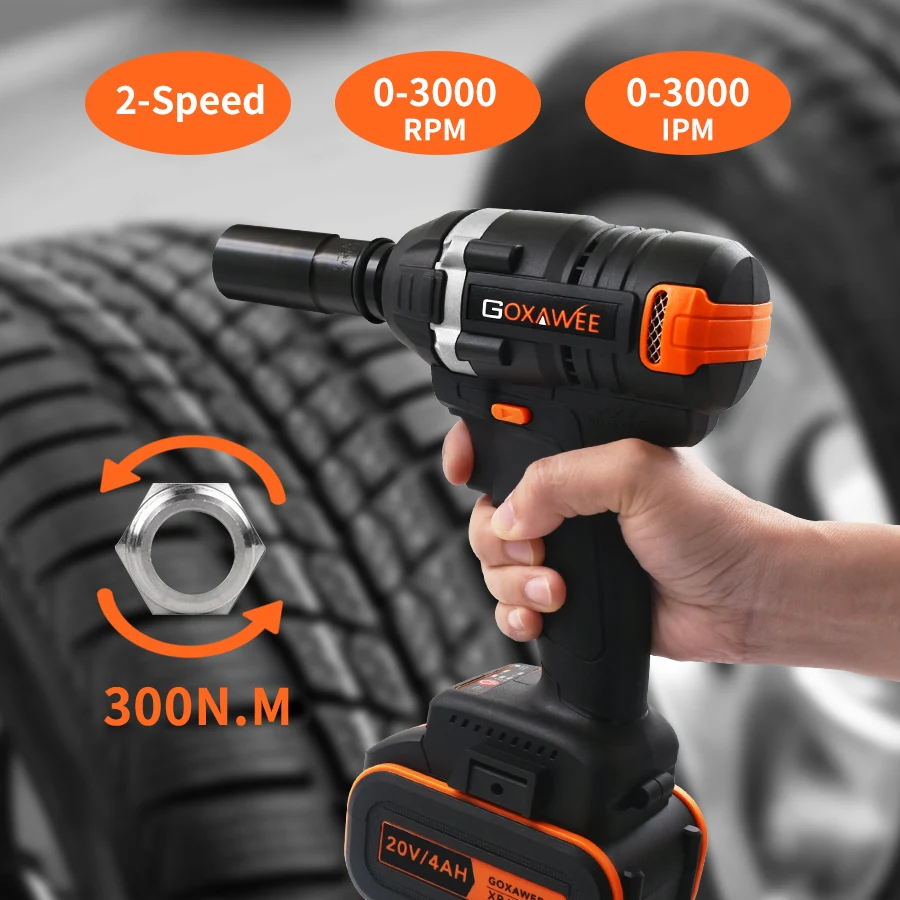 GOXAWEE 40000Amh аккумуляторная электрическая ключ, дюймовый стандарт 21V бесщеточный ударный гайковерт пневматический разъем ключ, дюймовый стандарт зарядки литий-Батарея ручная дрель Мощность инструменты