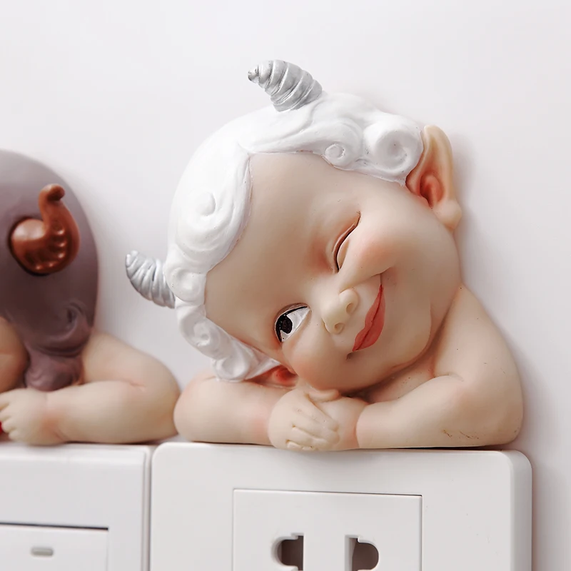 Resin Cute Cartoon Room Decor 3D Switch Light Outlet Sticker Wall Silicon Socket Cover Home Decoration Unicorn Parlor | Дом и сад
