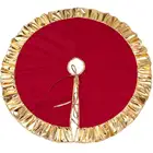 Красная Нетканая юбка в виде рождественской елки 90 см с золотыми оборками по краям, праздничный декоративный аксессуар