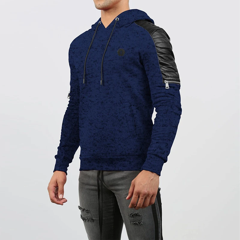 

Fashion Patchwork Hoodie Sweatshirt Men 2020 Autumn Casual Long Sleeve Slim Sportswear Male Winter Pocket Zipper Pullover Tops