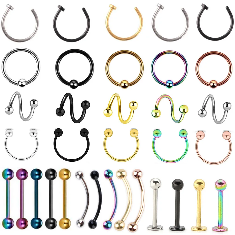 Промышленный пирсинг Daith 1 пара кольцо для носа и уха спиральные шпильки кольца