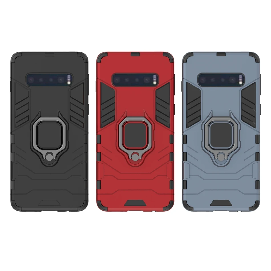 For Samsung Note 10 S10 E S9 S8 Plus Case Armor Kickstand Hybrid Cover Galaxy 9 8 Magnetic Metal Ring Shockproof Coque |