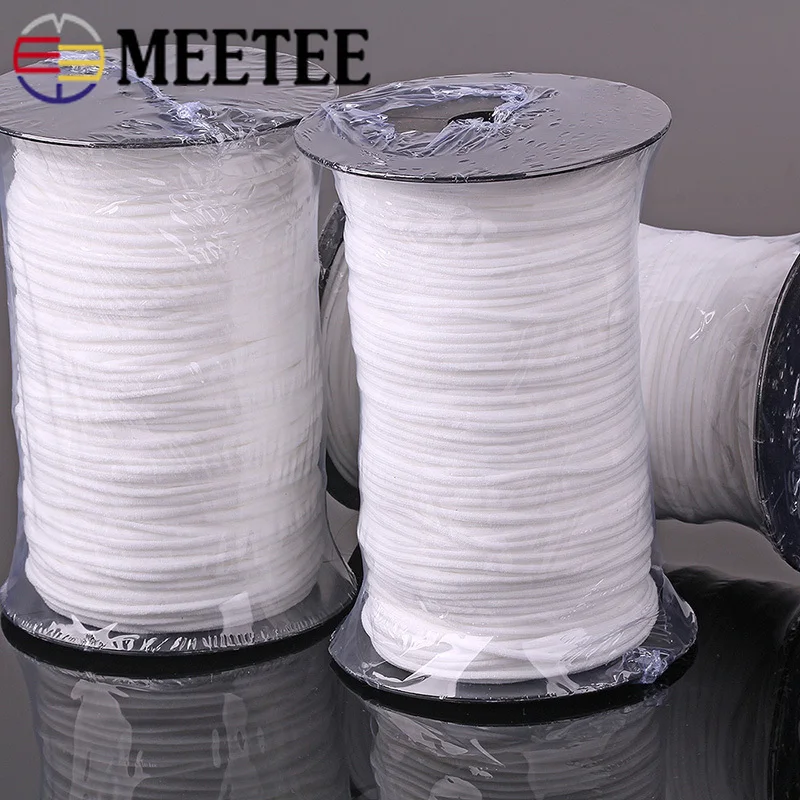 Meetee 220 метров 3 мм белый спандекс круглые женские эластичные ленты DIY аксессуары