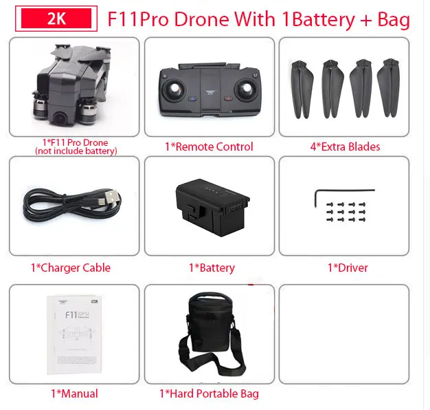 F11 Pro 1B with Bag SJRC F11 PRO gps Дрон с Wifi FPV 1080 P/2 K HD камера F11 бесщеточный Квадрокоптер 25 минут время полета складной Дрон Vs SG906 - Цвет: F11 Pro 1B with Bag
