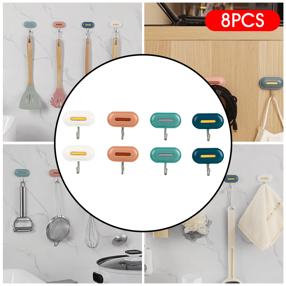 

8Pcs Hooks Strong Self Adhesive Door Wall Hangers Hooks Suction Heavy Load Rack Cup Sucker for Kitchen Bathroom